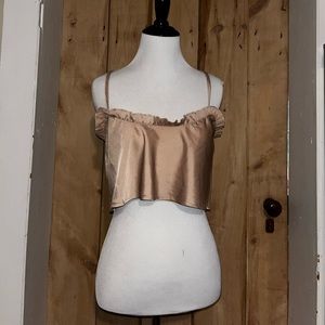 Mauve/cream crop top - satin like material
